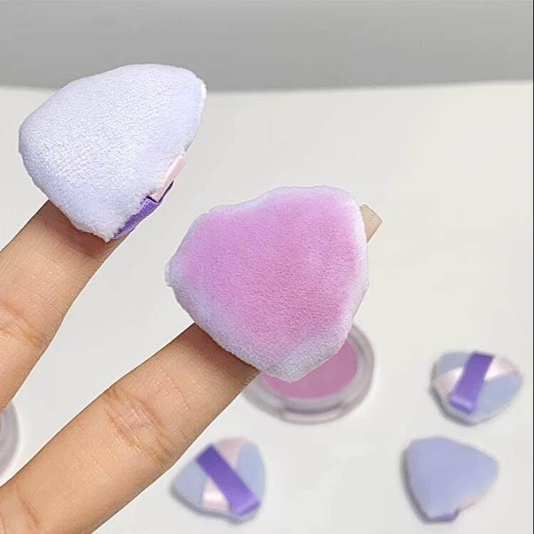 Dorisna Mini Triangle Flocking Powder Puff Velvet Finger Makeup Sponge Compact Setting Powder Blusher Powder Puff