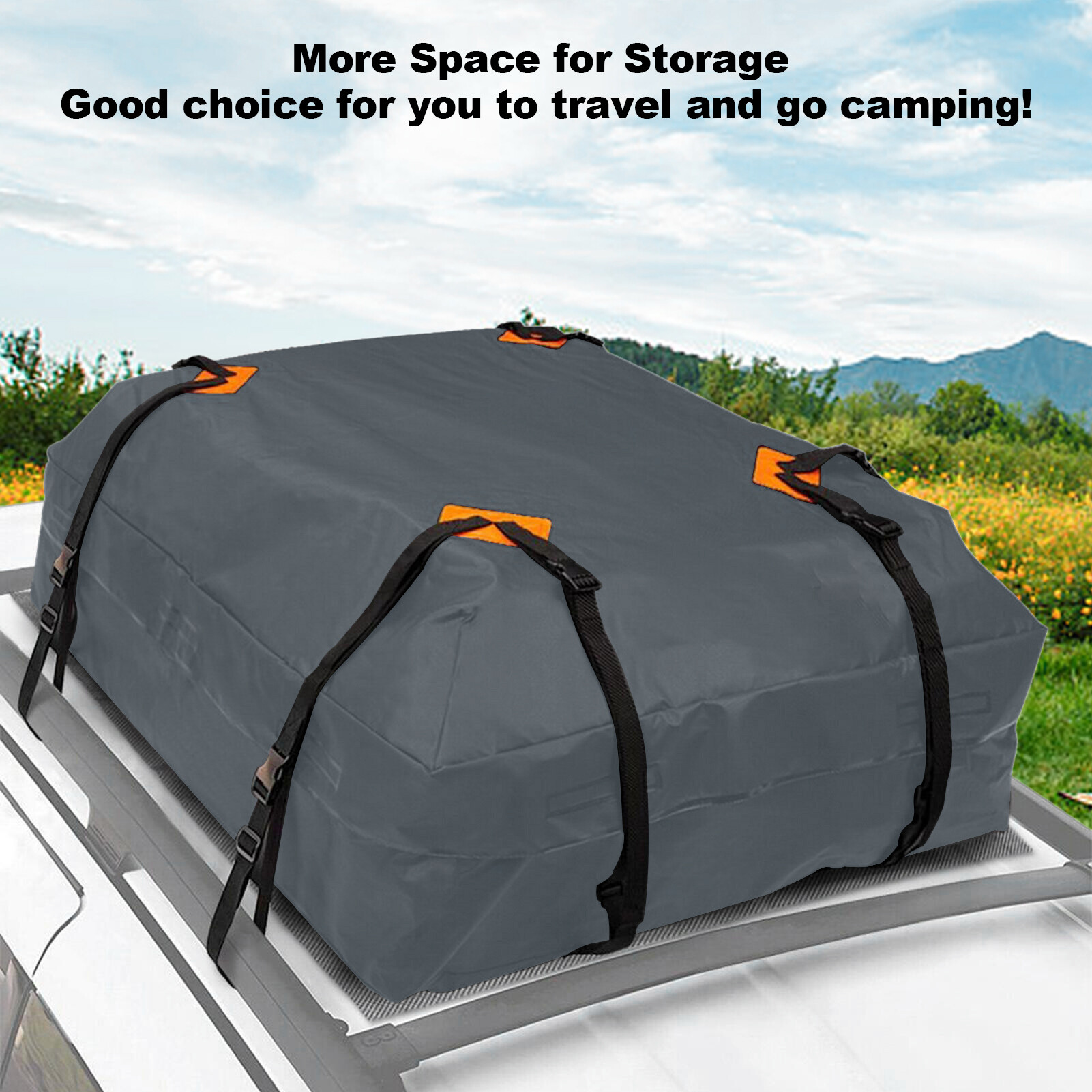 KKmoon Cargo Bag Car Roof Cargo Carrier Universal Luggage Bag Storage Cube Bag Thickened 600D Waterproof Gray for Travel Camping