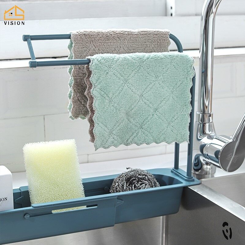 Vision Bếp Kính Thiên Văn Chìm Lưu Trữ Giá Điều Chỉnh Dishcloth Sponge Chủ Mở Rộng Lưu Trữ Cống Giỏ Kệ Tổ Chức Nhà Bếp