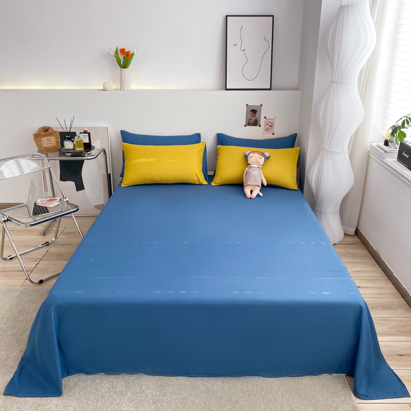 1 Chiếc Ga Trải Giường Màu Trơn 100% Cotton Cho Người Lớn Trẻ Em Ga Trải Giường Đơn Giường Đôi Phẳng (Không Có Vỏ Gối)