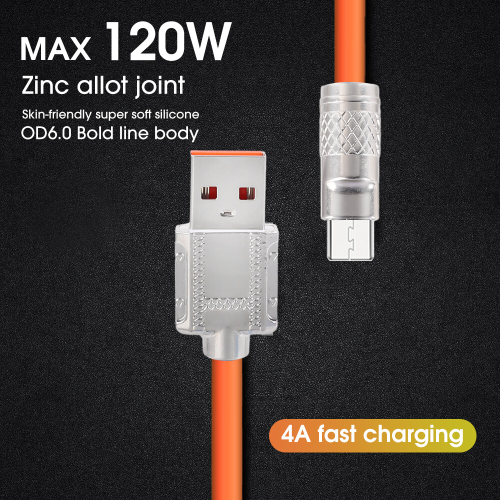 120W 6A sạc siêu nhanh loại USB dữ liệu C cáp cho trò chơi cho Xiaomi Huawei Oneplus Samsung POCO sạc Silicone lỏng USB C Cáp