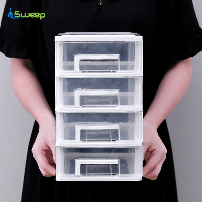 【Ready Stock】Plastic Desktop Drawer Transparent Sundries Small Objects Storage Case Organizer