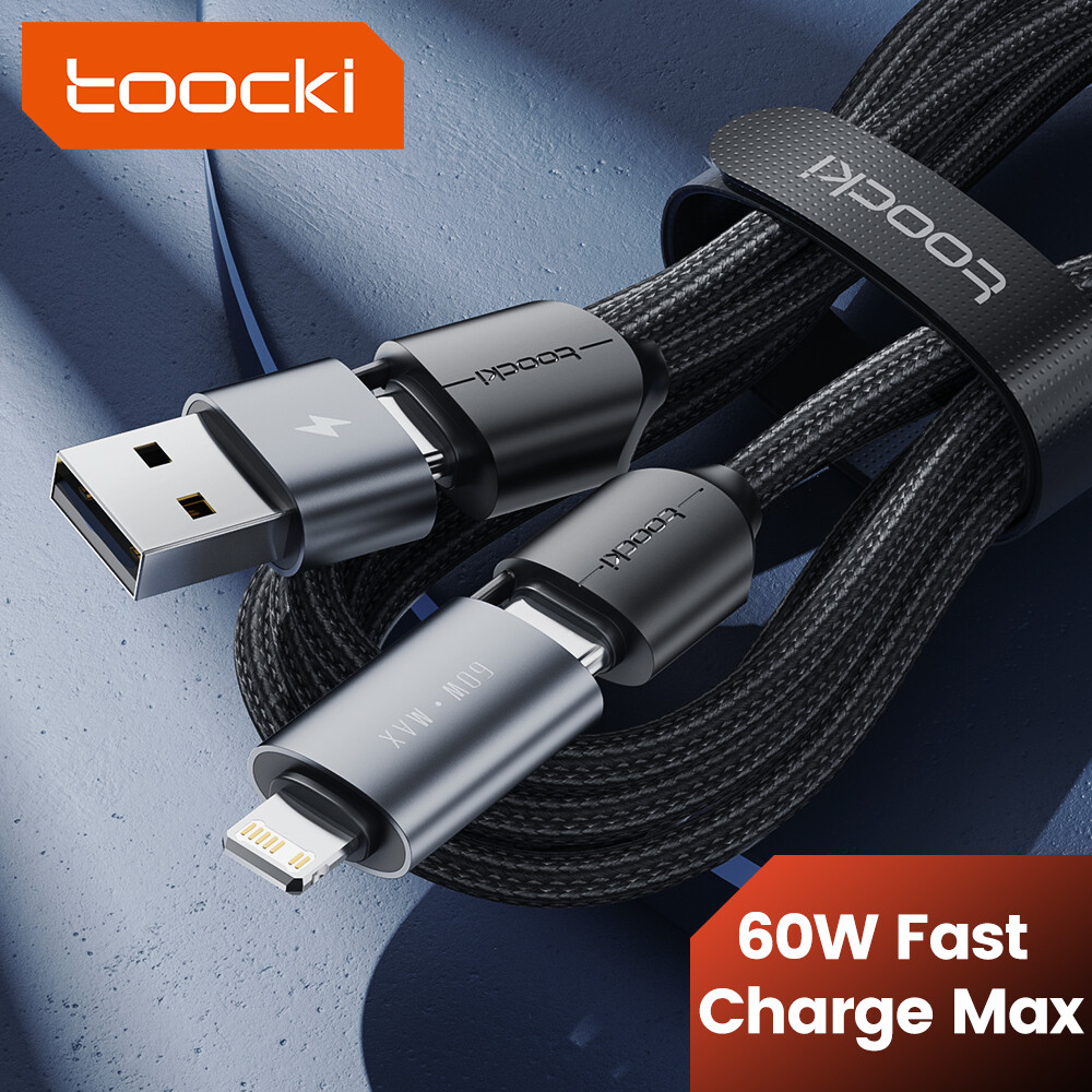 Toocki USB-A Type-C cáp sạc 4 trong 1 PD/Lightning/Type-C/Iphone cáp dữ liệu nhanh sạc điện thoại Iphone 12 Pro Max iPhone 11 Pro Huawei Samsung Xiaomi