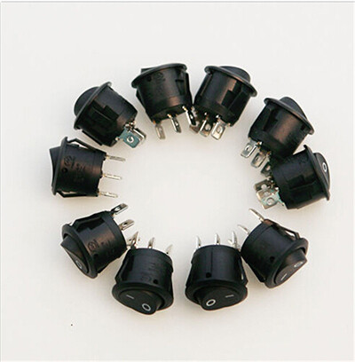 1pcs mini round black 3 pin spdt on-off rocker switch snap-in