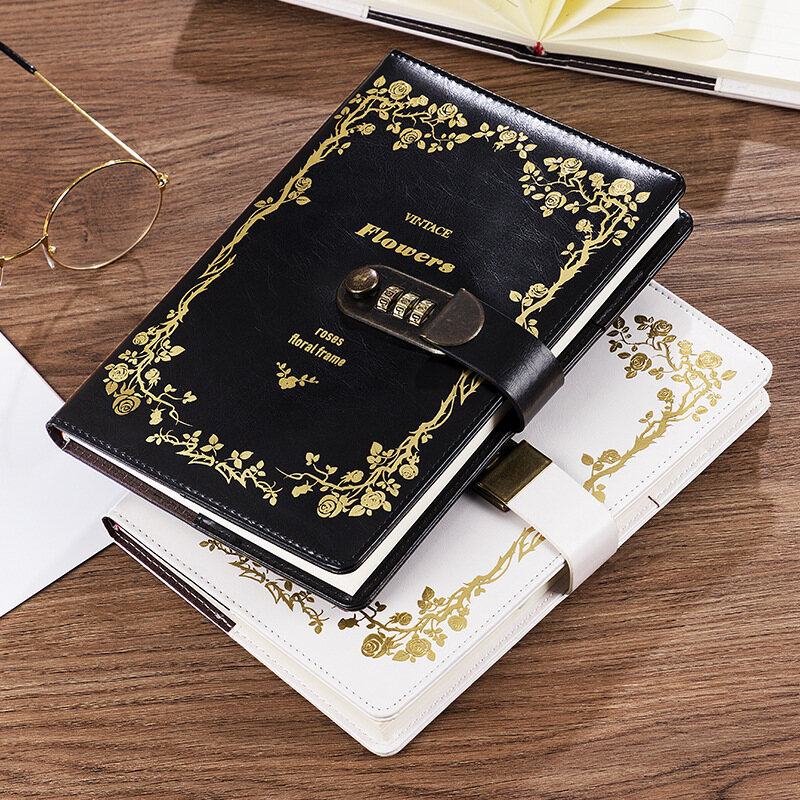 A5 Lock Diary Leather Locking Journal Writing Notebook Vintage Lock Planner Agenda Personal Diary