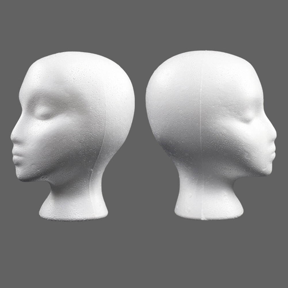 Women Styrofoam Foam Head Model Practical Mannequin Head Model Polystyrene Lightweight Durable Portable for Hat Hair Wigs Display