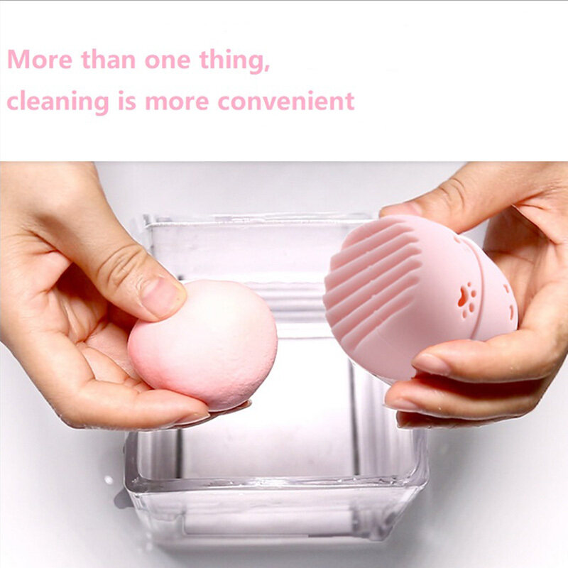 Lgj Mèo Con Làm Đẹp Puff Chống Bụi Giá Đỡ Miếng Mút Trang Điểm MakeUp Trứng Sấy Ốp Lưng Di Động