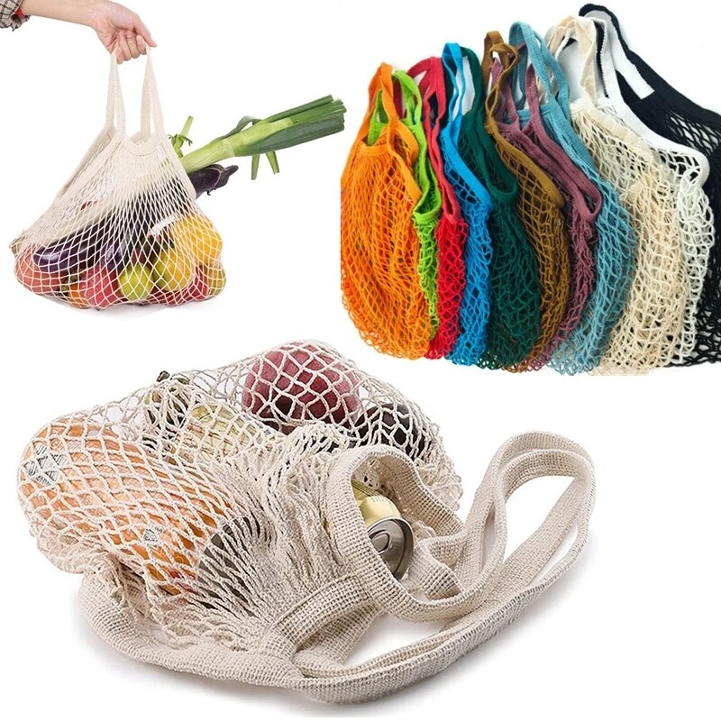 YESPERY Mesh Net Bag String Shopping Bag Reusable Fruit Storage Handbag Totes