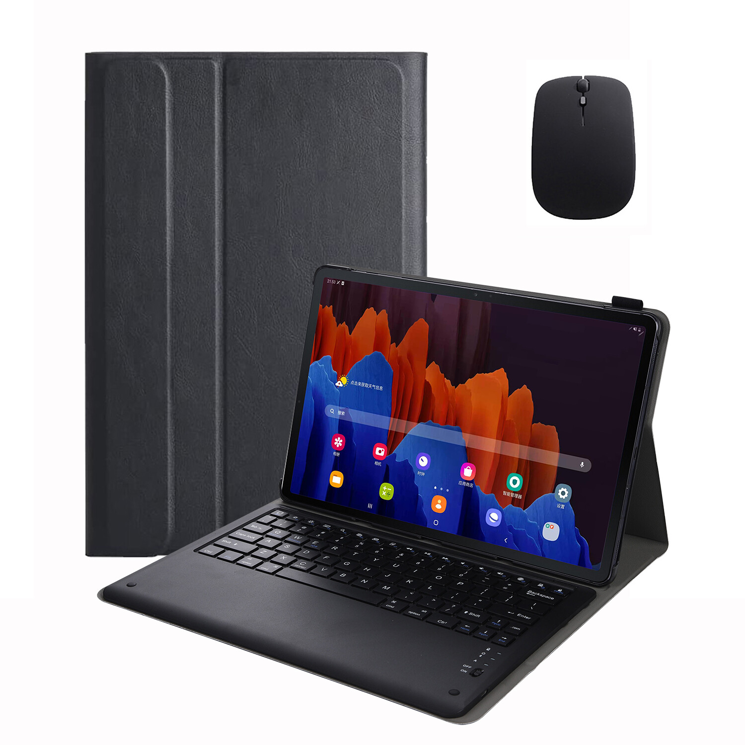 Vỏ bàn phím có chuột bluetooth cho Tab Samsung S9 Plus 2023, Tab S8 Plus 2022, bàn phím không dây có thể tháo rời với nắp giá đỡ trọng lượng nhẹ mỏng cho Galaxy Tab S9 FE Plus, Tab S7 FE/Tab S7 Plus 12.4 inch