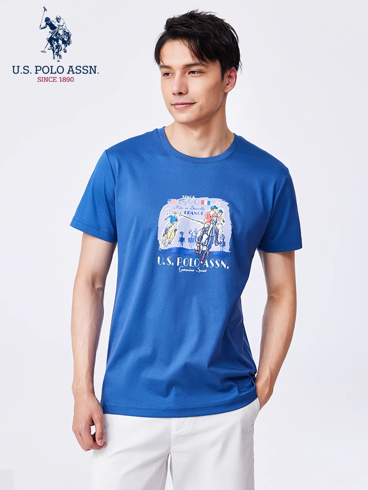 USPA men's short sleeve t-shirt men's summer fashion printed base shirt men's cotton men's t-shirt