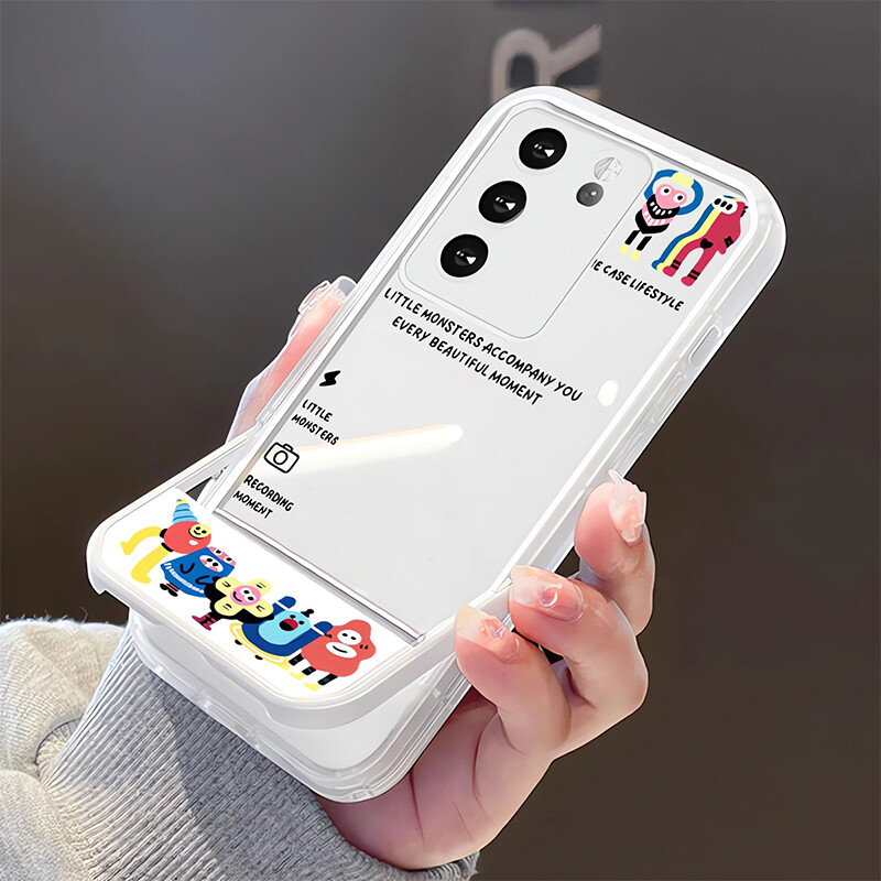 Phone Case For VIVO V29 V27Pro V27 5G Casing VIVO V27E V23 Y36 Y27 5G Y27S Case Invisivble Bracket Stand Soft Casing Lovely Cartoon Air-cushion All-inclusive Lens Protection Shockproof Back Cover