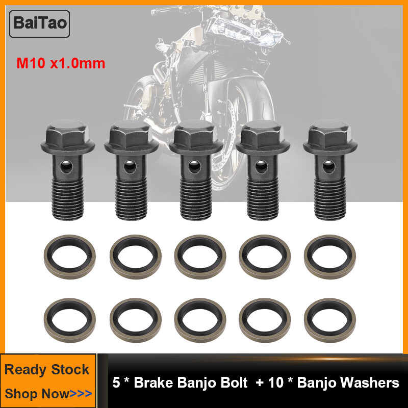 M10×1.25mm Cluth Bolts 5pcs Motorcycle Banjo Bolts & Washers for Brake Caliper Master Cylinder 
