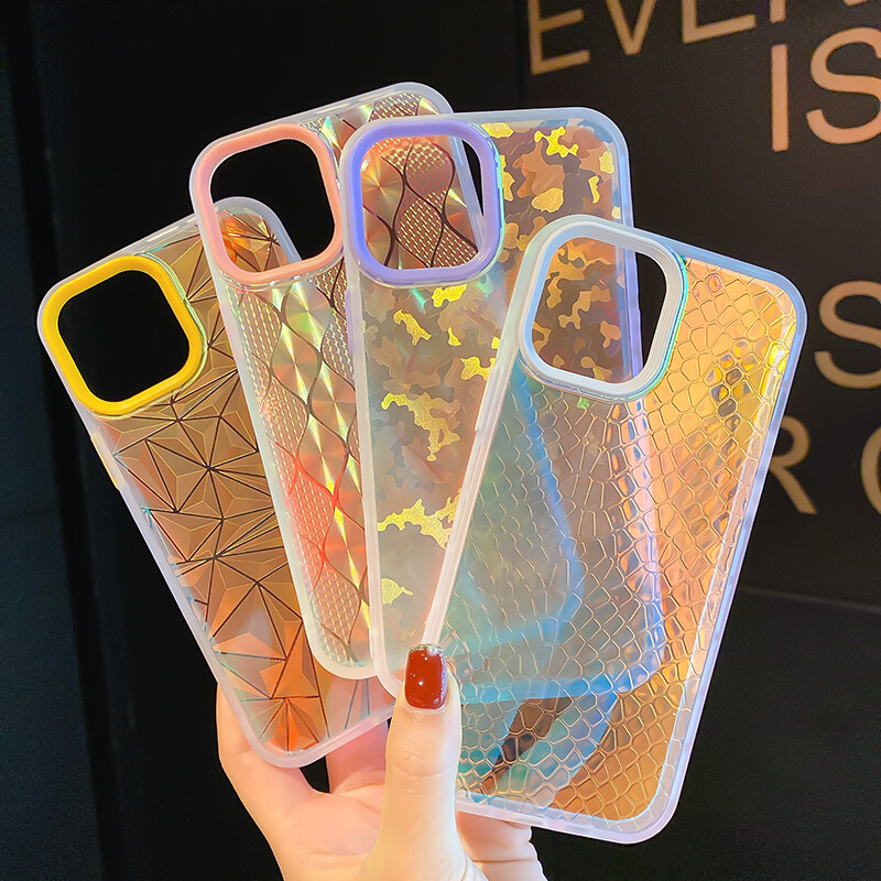 KISSCASE For iPhone 14 Pro Max Color Matching Gradient Laser TPU shell Phone Case For iphone 14 Plus 13 12 11 Pro Max XR XS Max X
