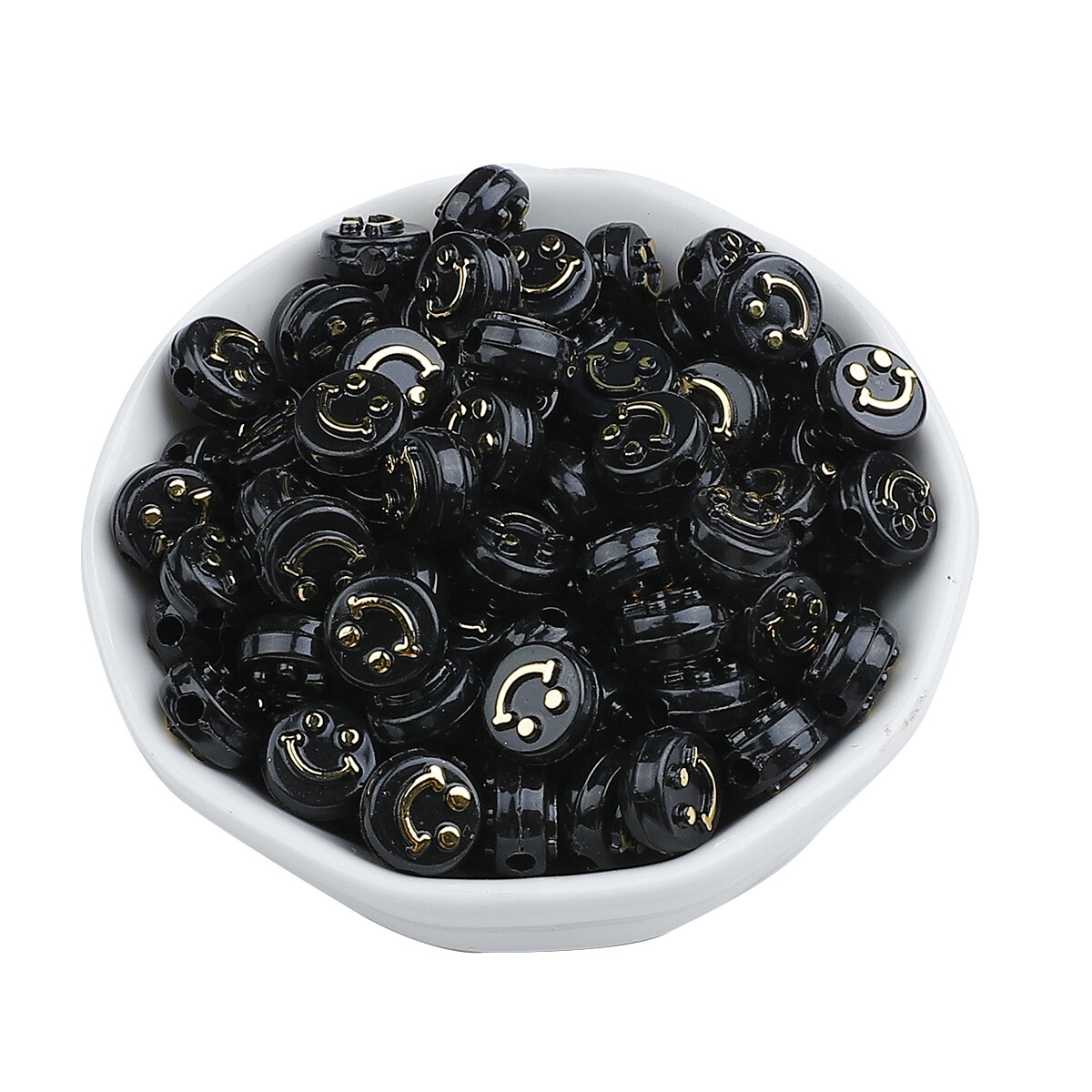 50pcs 10mm Smile Beads Flat Round Acrylic Beads For Jewelry Making DIY Charms Bracelets Arts & Crafts