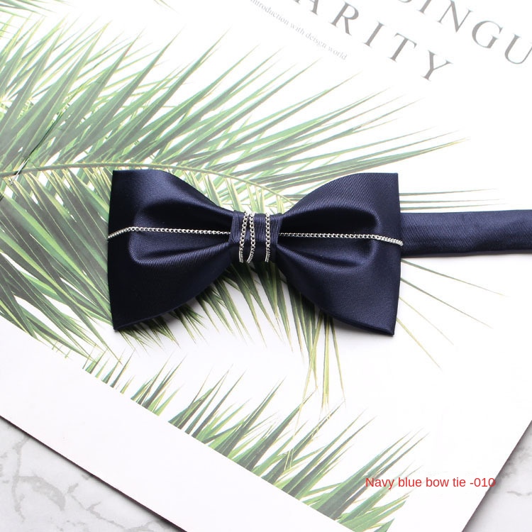 Men's British Korean Flat Bow Tie Wedding Red Black Navy Blue Bow