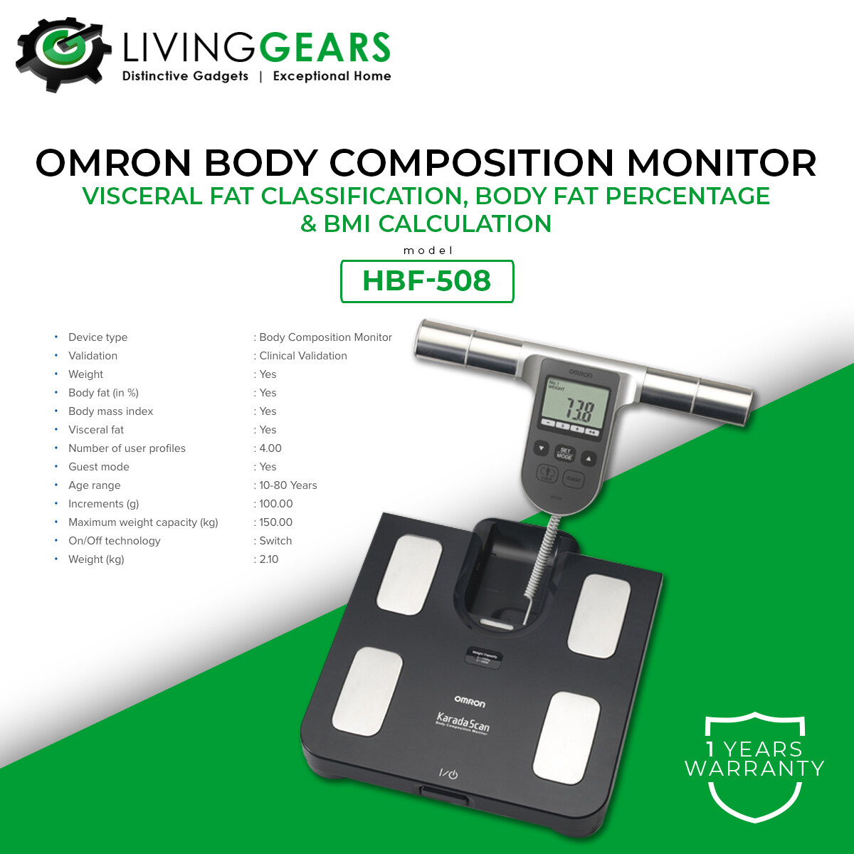 Karada Scan Body Composition Monitor Weighing Scale HBF508 by Omron