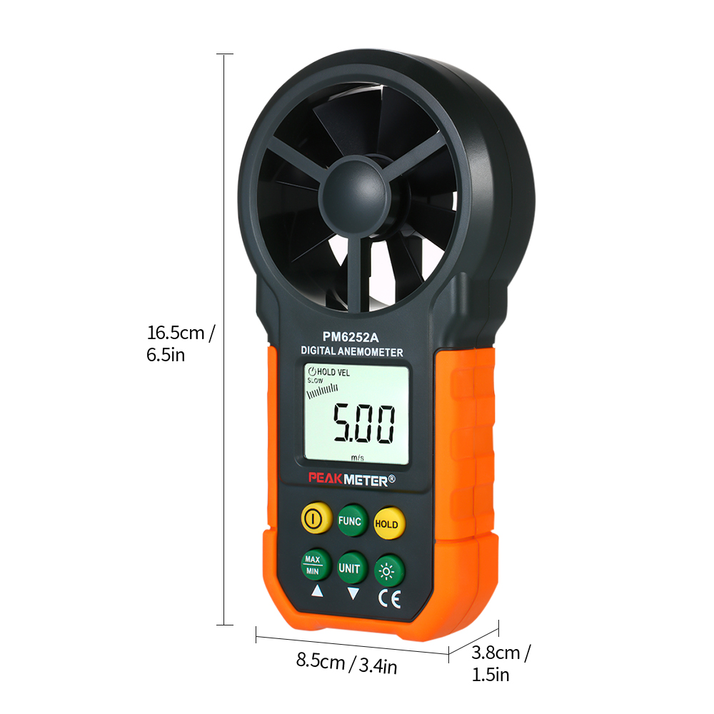 KKmoon PEAKMETER Handheld Anemometer Portable Wind Speed Meter CFM Meter Wind Gauges Air Flow Ther-mometer with LCD Backlight for Weather Data Collection Outdoors Sailing Surfing Fishing