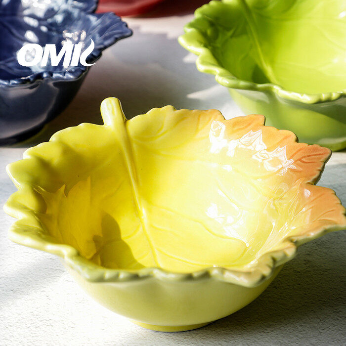 OMK Maple leaf shaped Ceramic plates and salad bowls
