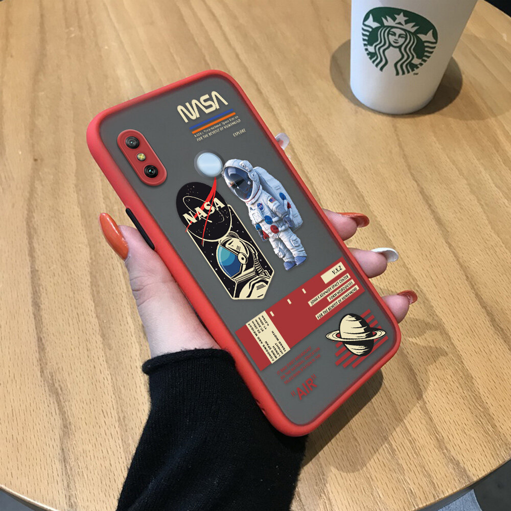 Hontinga Casing Case For Xiaomi Mi A2 Lite Redmi 6 Pro Case Creative NASA America Space National Astronaut Frosted Transparent Phone Casing Full Cover Camera Protect Cases Hard Case For Men For Boys