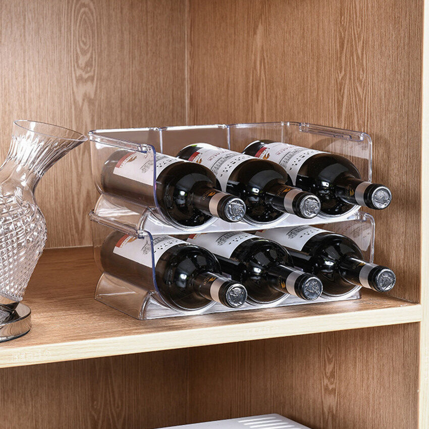 Giá rượu Stackable giữ rượu vang nhà bếp lưu trữ chai Giá tủ lạnh tổ chức có thể chai rượu bia chủ Giá ngăn