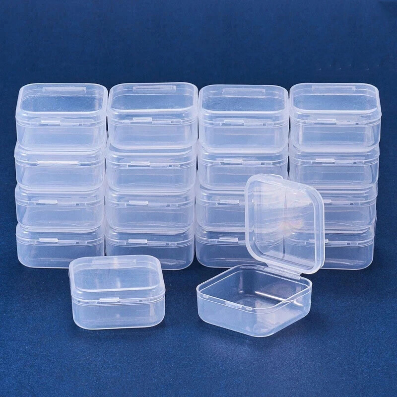 6 Hộp Đựng Đồ Bằng Nhựa Trong Suốt Mini Có Nắp Đậy Hộp Có Bản Lề Trống Cho Hạt Dụng Cụ Trang Sức Hộp Sắp Xếp Trưng Bày