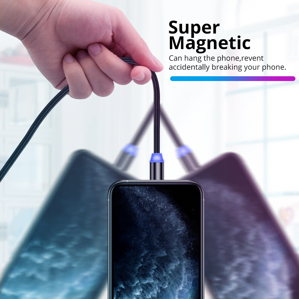 FONKEN 3 Trong 1 Cho Xiaomi Redmi Note7 Lưu Ý 8 Cáp Điện Thoại Sạc Cáp Sạc Nam Châm Loại-C Micro USB Cho LG Vivo Oppo HTC Nam Châm Dây Cáp Sạc Cho IPhone 12 6 XR X 8 Cộng Với Sạc Từ Cáp