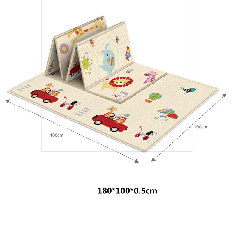 JJT Foldable crawling mat, crawling mat, 2-sided printed pattern, premium crawling mat, foldable crawling mat, 2cm thick, patterned on 2 sides, easy to fold, crawling mat, baby crawling mat, crawling mat, mat, pad Foldable, safe to crawl