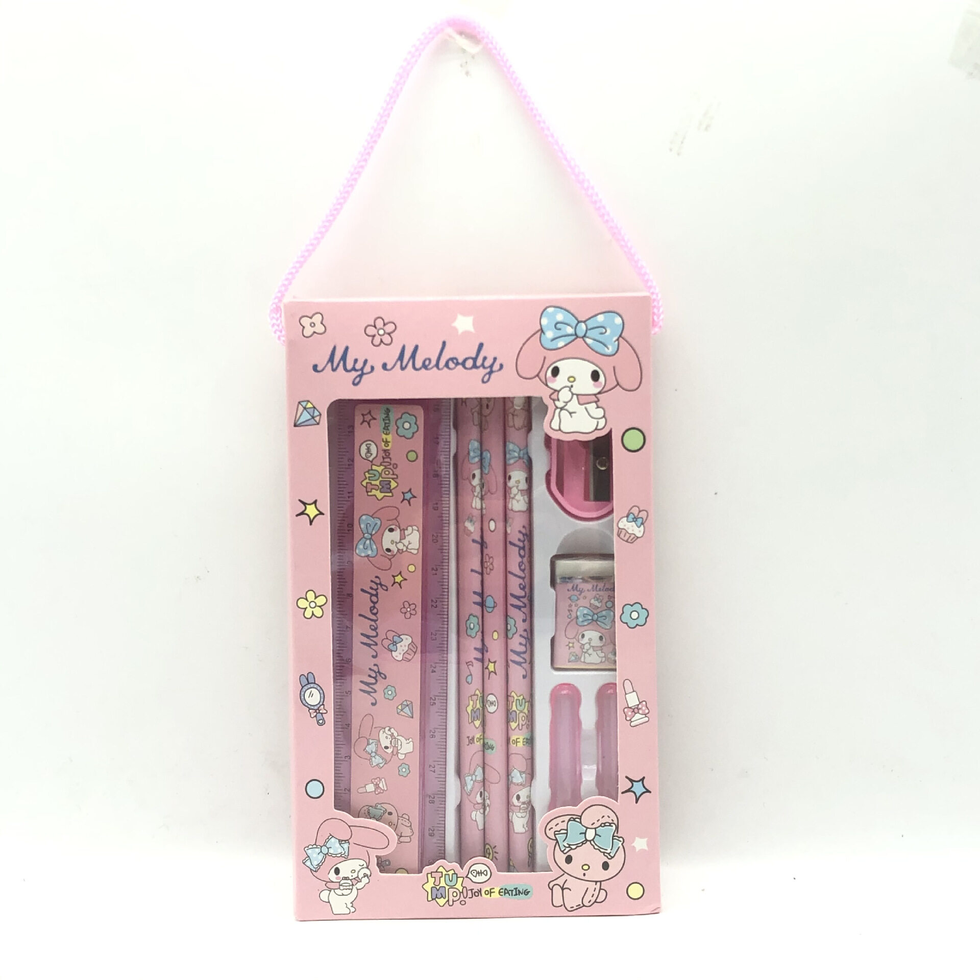 Kuromi Melody Cinnamon Cute Sanrio Stationery 8Piece Set Wooden Pencil Folding Ruler Pencil
