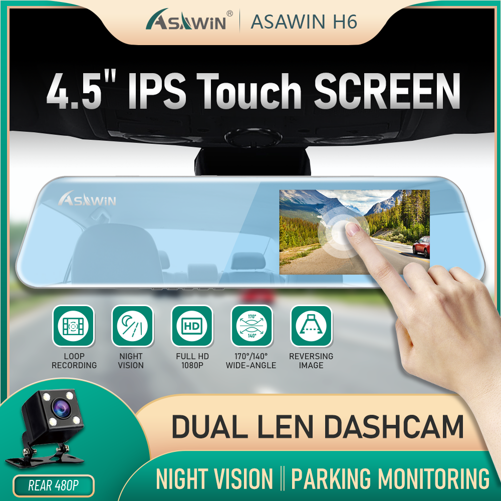 Camera Hành Trình Gương Chiếu Hậu HD1080P Cho Xe Hơi Máy Ghi Hình Màn Hình