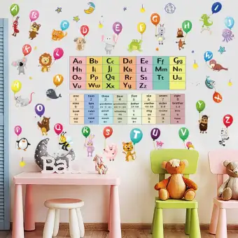 Study Animals English Alphabet Pinyin Wall Stickers Kindergarten Kids Bedroom Home Decoration Diy Alphabetic Mural Art Decals