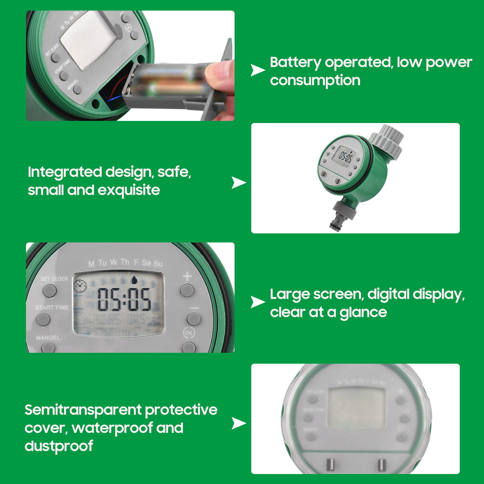 Meterk Digital Automatic Watering Timer Programmed Garden Irrigation Timer Battery Operated Intelligent Water Irrigation Controller for Lawn Farmland Courtyard Greenhouse