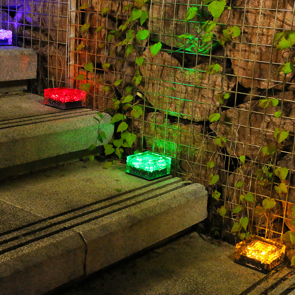 Solar ICE Light LED Light Outdoor Waterproof Stair Step Sunlight Ice Cube Brick Sun Light Lamp For Yard Landscape Patio Decoration