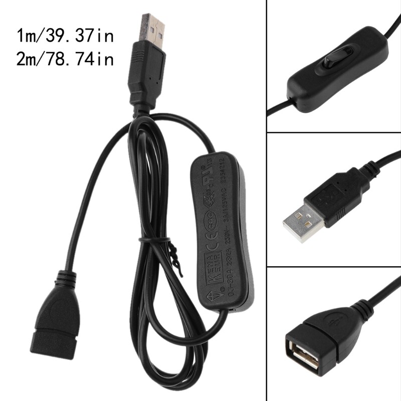 Dây Nối Dài USB 2.0 Đồng Bộ Dữ Liệu Cáp Nối Dài USB Có Công Tắc Bật Tắt Cho Quạt USB Máy Vi Tính Bộ Sạc USB Đèn LED Raspberry Pi