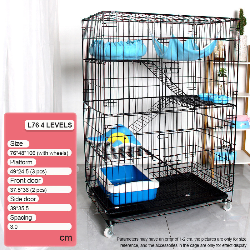 2.5 Feet Cat Cage 4Level Sangkar Kucing with 4 Wheels Free Space ...