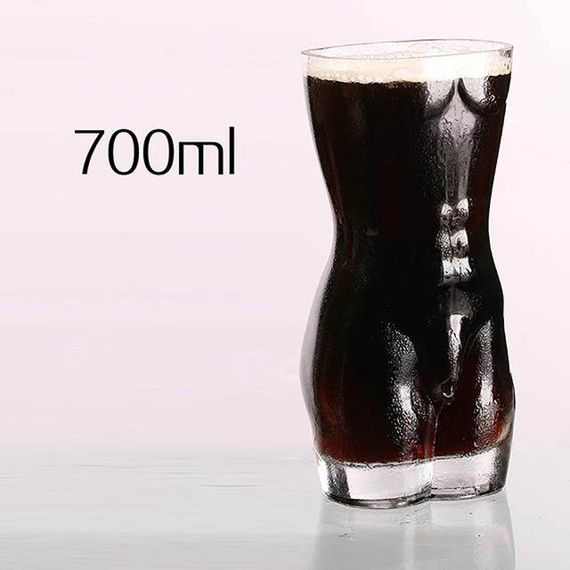Hot sale ..../creative women men body shape durable double layer whisky wine glass large bust beer wine cup 700ml/400ml/30ml