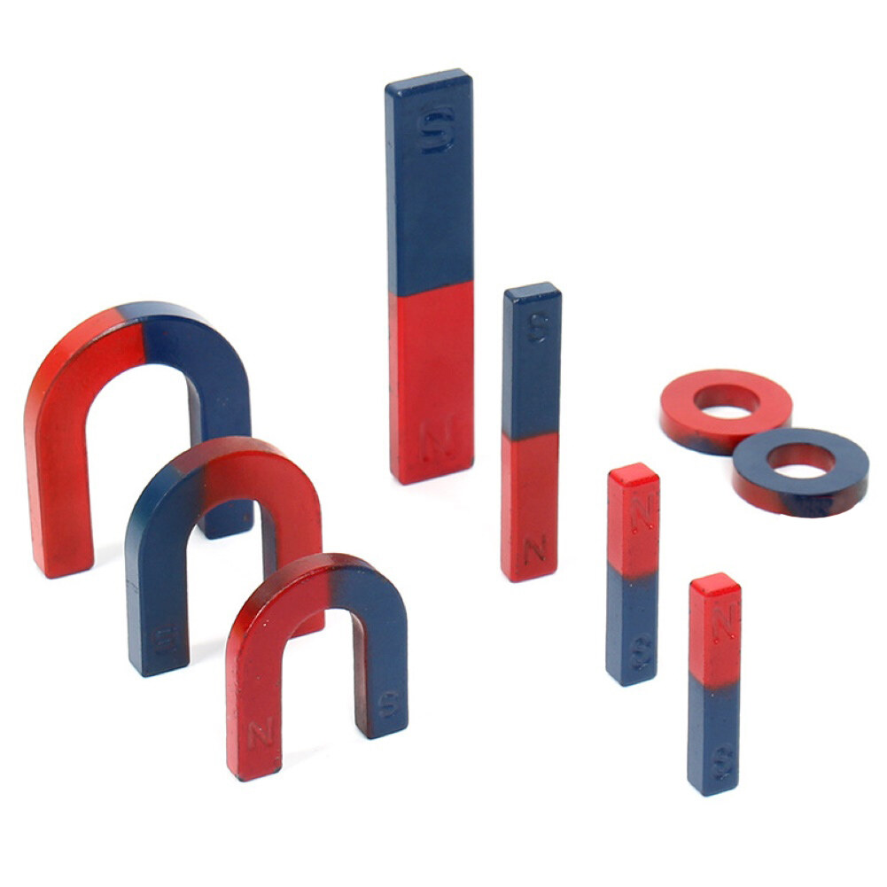 9Pcs Kid U/Bar/Ring Physics Science Experiment Magnet Teaching Aid Education Toy