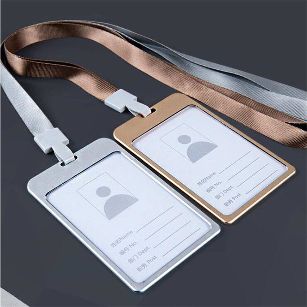 Aluminium Alloy Certificate Company Business Name Identity Security ID Card Holder Work Badge Pass Tag with Lanyard