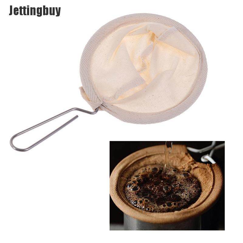 [Jettingbuy] Reusable Coffee Filter Bag Stainless Steel Flannel Cloth Strainer Coffee Tools