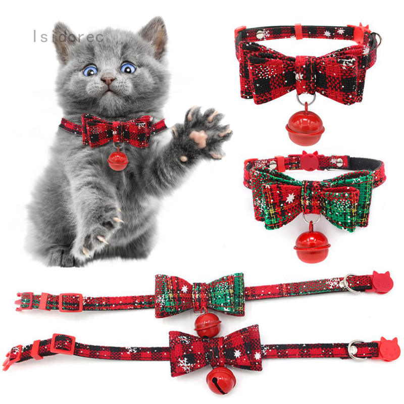 Isidorec Groteu Lễ Hội Chuông Đồng Mèo Cổ Dây Halloween Ribbon Bow Pet Cổ Áo Giáng Sinh Chó Cổ Áo