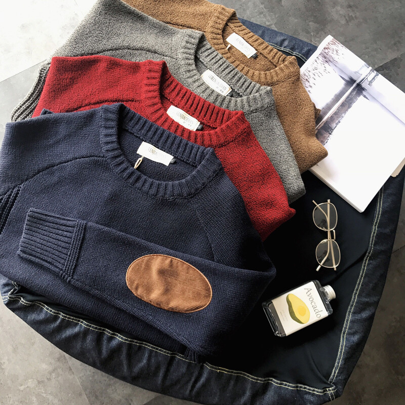 Men's Thick Sweater Winter Loose Round Neck Pullover Sweater Student Sweater