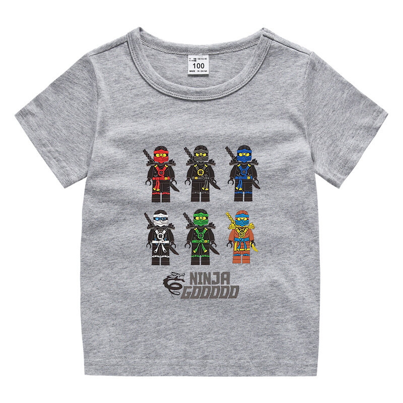 NINJAGO Boys Girls O-neck Short Sleeve T-shirts 2021 New Cartoon Bottoming Shirt Baby Half Sleeve T-shirt Sweat-absorbent Top Kids Clothing Cotton Summer Casual Tees