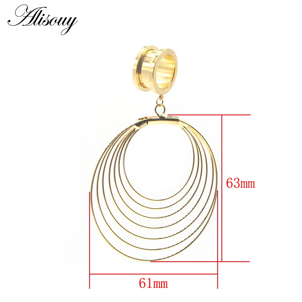 Alisouy 2 Cái Nút Xỏ Lỗ Tai Hình Tròn Bằng Thép Không Gỉ, Đường Hầm Đồ Trang Sức Cơ Thể Đồng Hồ Đo Giãn Nở Quà Tặng Thời Trang Cho Nữ
