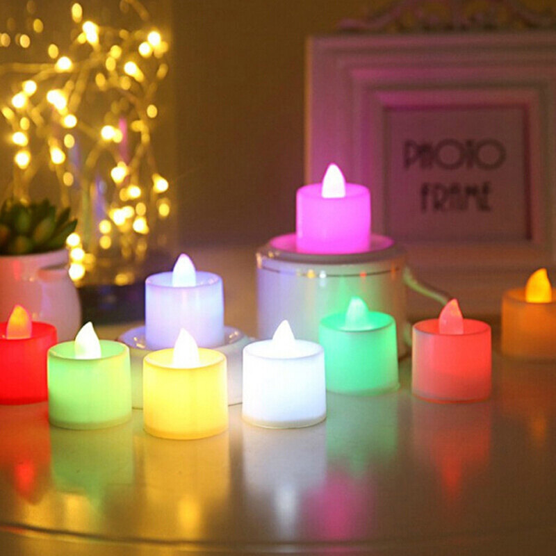 LED Candle Tea Light Simulation Color Flame Flash Battery Powered Wedding Birthday Party Decoration
