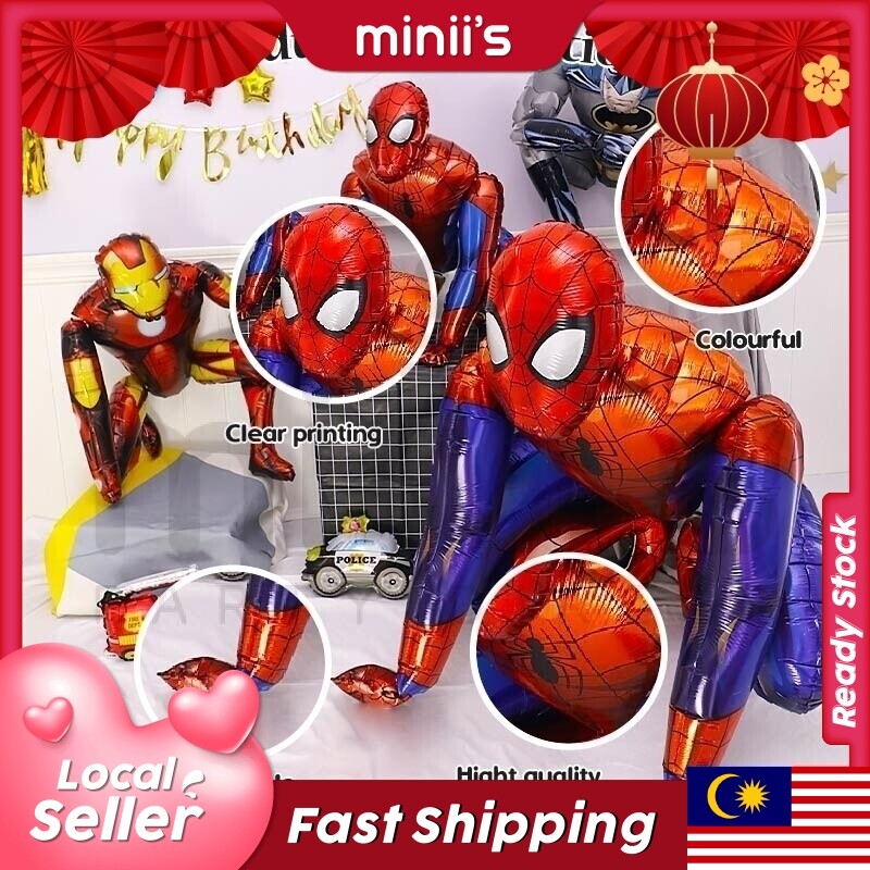 Large 3D Super Hero SPIDER MAN Batman Iron Man Character Foil Balloon 3d  Hero Balloons for Birthday Party Decoration | Lazada