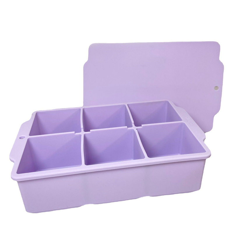 TWiyo Large Ice Cube Tray With Lid, Stackable Big Silicone Square Ice Cube Mold For Whiskey Cocktails Bourbon Soups Frozen Treats, Easy Release