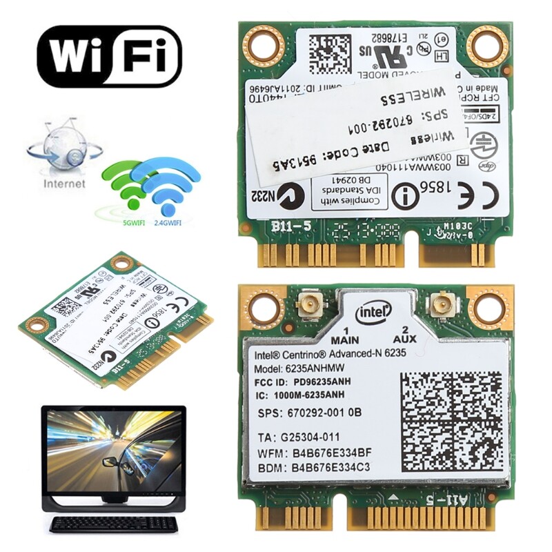 2.4/5G 300M Wifi Bluetooth 4.0 Không Dây Nửa Mini PCI-E Thẻ Dùng Cho Intel 6235 Anhmw