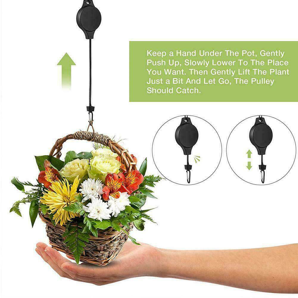 Lifting and Telescopic Flower Basket Hook Retractable Hook Hanging Pull Down Plant Basket Adjustable Hangers for Gardening Flower Pots Plant