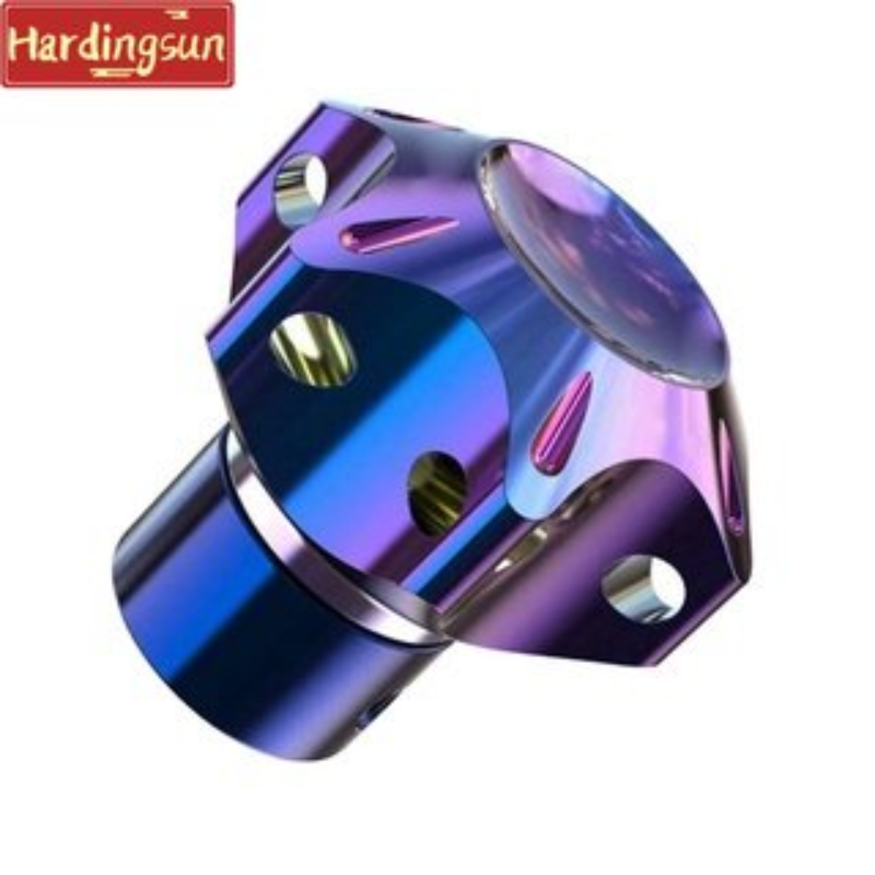 Hardingsun Universal Motorcycle CNC Key Cover Hexagon Burned Titanium Key Head Case Shell Cafe Racer Modified Burn Blue Key Bit Modified Decorative DIY keyChain Accessories
