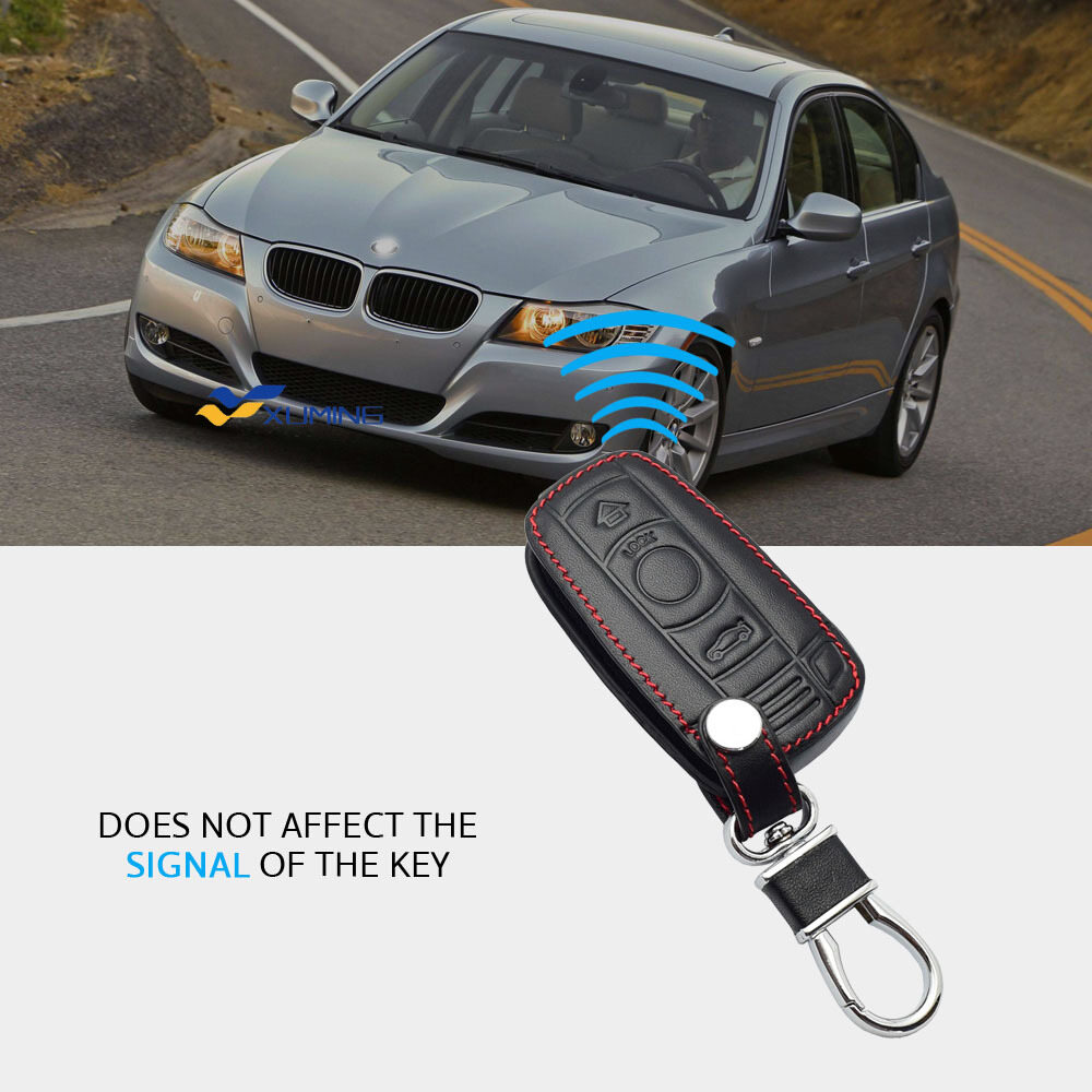Leather Car Key Case For BMW 1 3 5 6 Series E60 E61 E70 E81 E87 E90 E91 E92 320 X1 X5 X6 Z4 Smart Key Fob Protector Cover