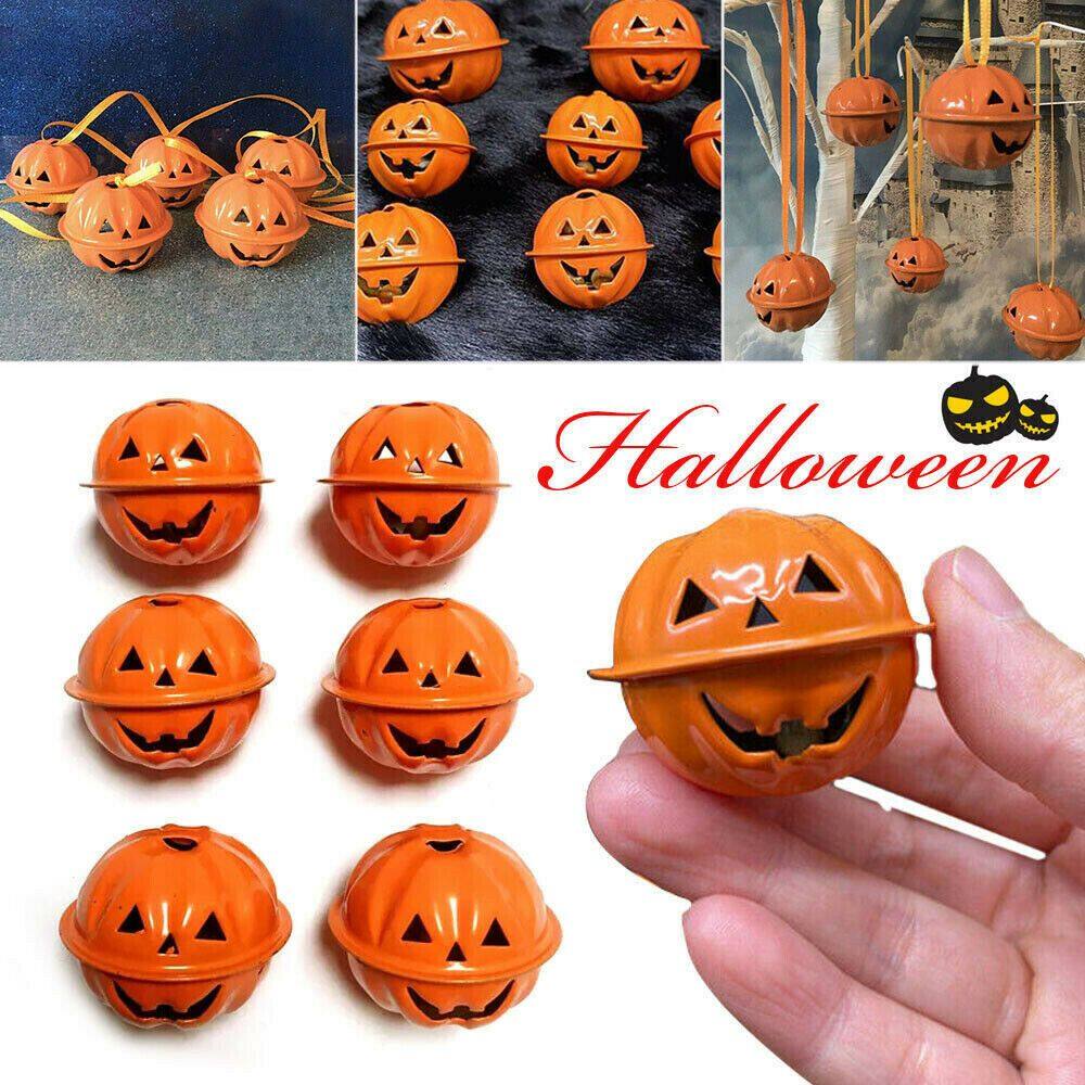 HWSJ 5PCS Festival 3/4cm DIY Cute Tree Decorations Halloween Bell Pumpkin Head Bells Hanging Decor